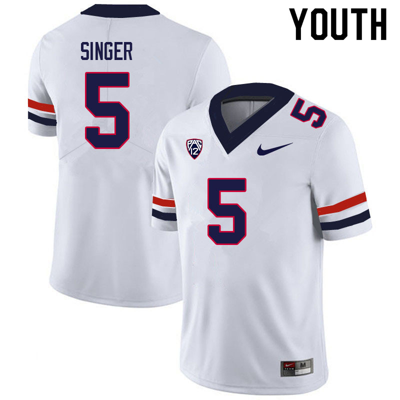 Youth #5 Dorian Singer Arizona Wildcats College Football Jerseys Sale-White - Click Image to Close